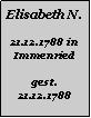 Textfeld: Elisabeth N.21.12.1788 in Immenriedgest. 21.12.1788
